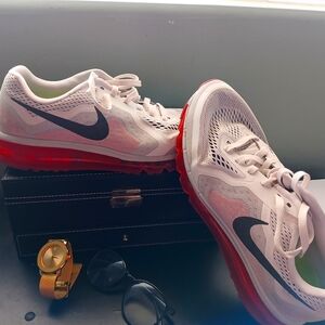 Nike Air Max White and Red Sneakers